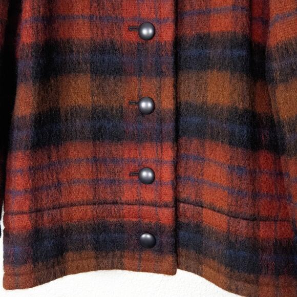 Yves Saint Laurent Diffusion Women’s Wool Coat Heritage Quiet Luxury Plaid Red M - Picture 5 of 14